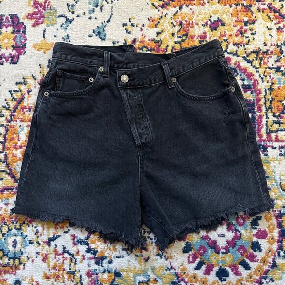 Agolde Criss Cross Jean Short Hitchhike Womens Size 28 Distressed High Rise Goth - Picture 4 of 10